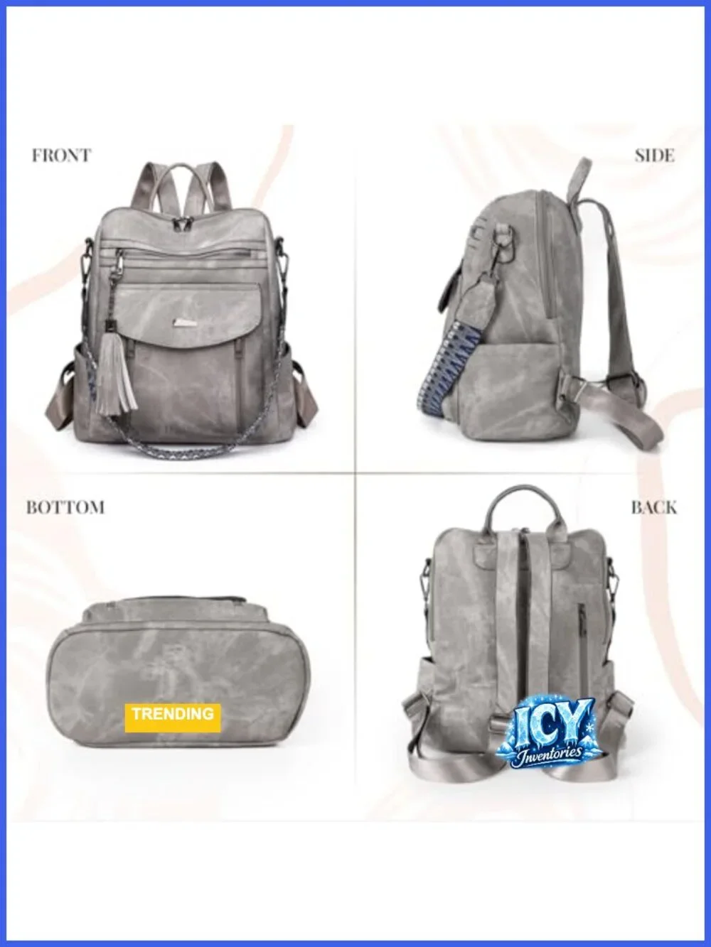 PU Leather Small Backpack for Women Fashion Tassel Mini Backpack Purse Travel
